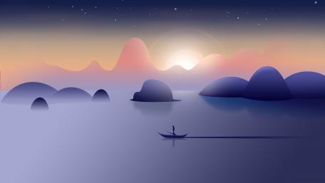 Sunset Serenity Minimalist Fantasy wallpaper