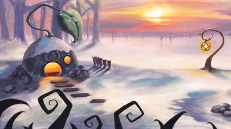 Winter Wonderland Cabin in Fantasy World wallpaper