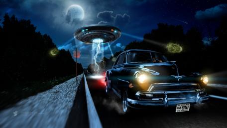 Midnight Encounter with a Mysterious UFO wallpaper