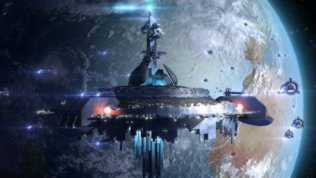 Orbital Majesty: Space Station Over Earth wallpaper