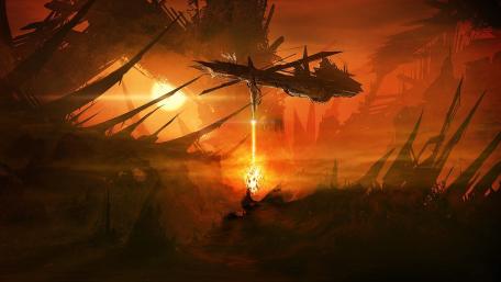 Mysterious Spaceship in a Futuristic Landscape wallpaper