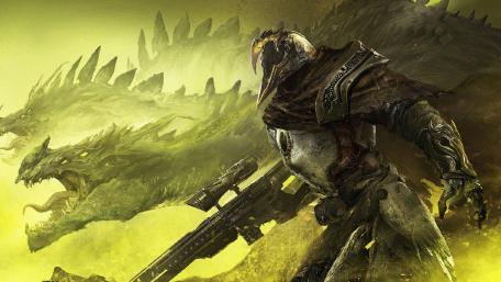 Dragon Sentinel in a Sci-Fi Fantasy Realm wallpaper