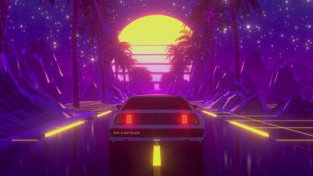 DeLorean car by the sunset wallpaper