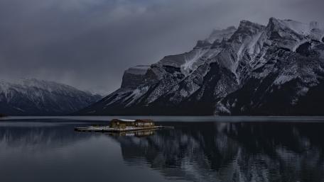 Serene Dusk at the Fjord Islet wallpaper
