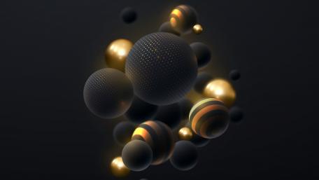 Elegant 3D Gold and Black Composition wallpaper