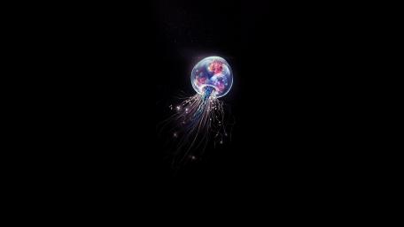 Glowing Jellyfish Against Dark Minimalism wallpaper