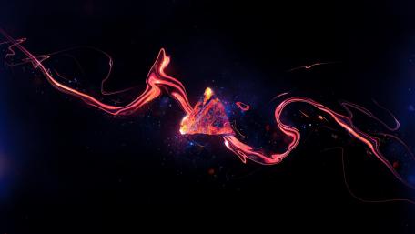 Cosmic Dance of Fiery Triangles wallpaper