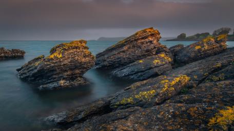 Coastal Serenity and Majestic Rocks wallpaper