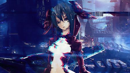 Glitched Cyberpunk Anime Vision wallpaper