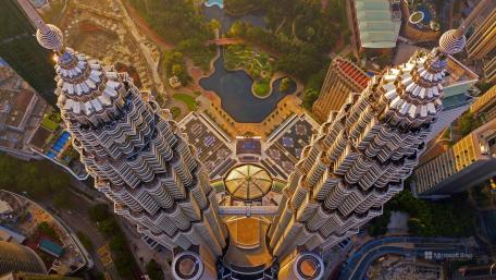 Petronas Twin Towers from above wallpaper