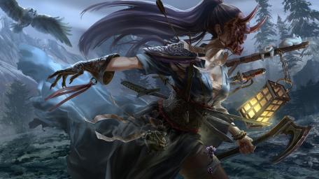 Samurai Warrior Amidst A Mystic Battle wallpaper