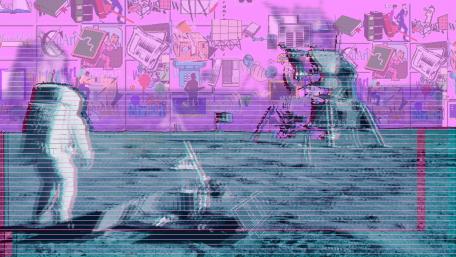 Astronauts in a Glitchy Dreamscape wallpaper