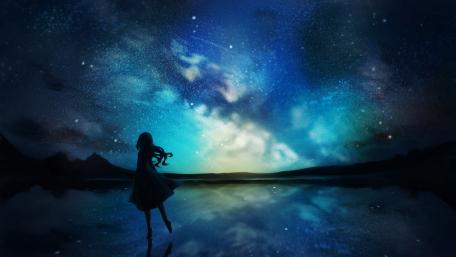 Starry Night Embrace by Anime Silhouette wallpaper