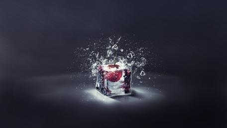Refreshing Cherry Splash with Ice Cube Magic wallpaper