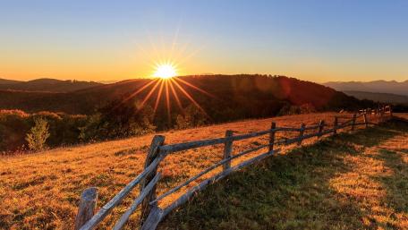 Golden Sunset Over Tranquil Grassland Scene wallpaper
