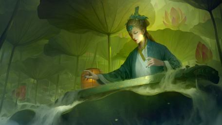Under the Lotus leaves wallpaper