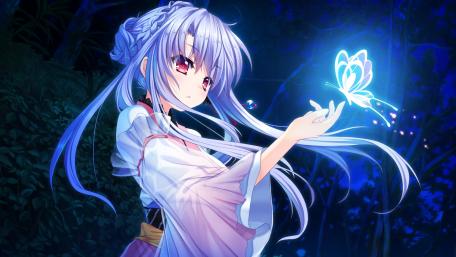 Enchanted Encounter with a Luminous Butterfly wallpaper