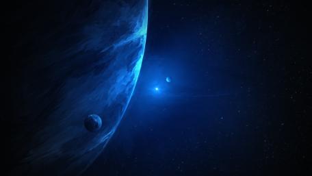 Blue planet and it's moons wallpaper