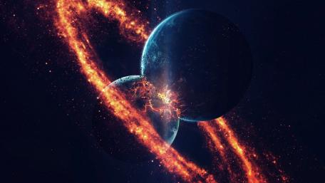 Cosmic Cataclysm Unfolds in Fiery Artistry wallpaper
