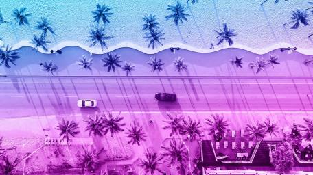 Vibrant Miami Dreamscape Above the Palms wallpaper