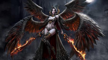 Majestic Demoness of Twilit Realms wallpaper