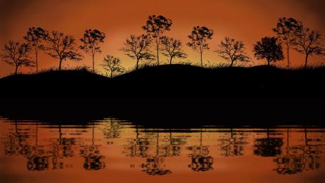 Sunset and Lake wallpaper