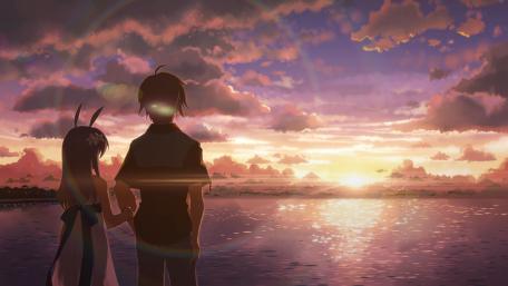 Tranquil Anime Sunset By The Lake wallpaper
