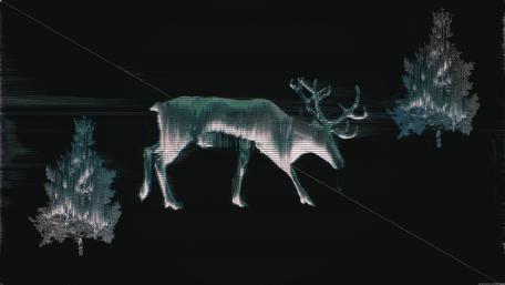 Glitch Art Stag in Enigmatic Darkness wallpaper