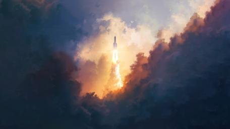 Rocket Piercing Cloudscape wallpaper