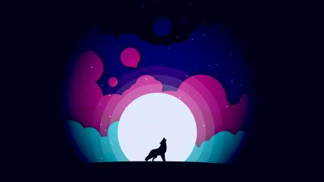 Wolf Howling at Moonlit Sky wallpaper