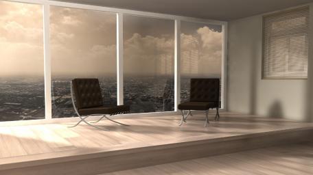 Serene Office View Above the Cityscape wallpaper