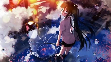 Under the Rainy Sky: A Serene Moment wallpaper