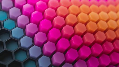 Hexagonal Spectrum Elegance in 3D wallpaper