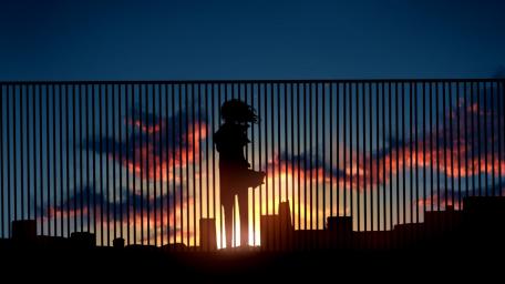 Anime Silhouette at Sunset wallpaper