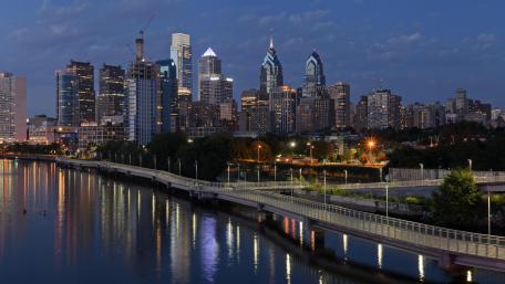 Panorama of the Philadelphia Skyline at Night wallpaper