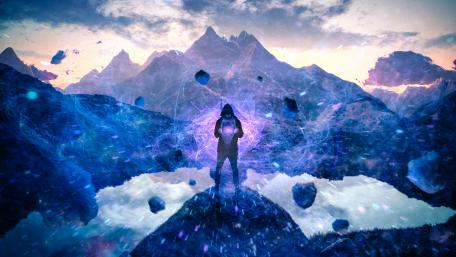 Mystical Energy in a Surreal Landscape wallpaper