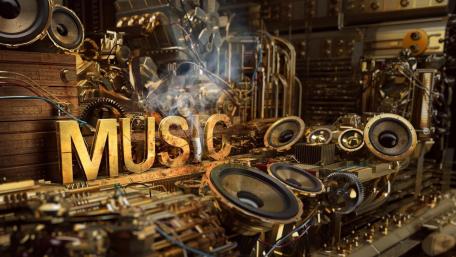 Golden Vibes of Music Studio Artistry wallpaper