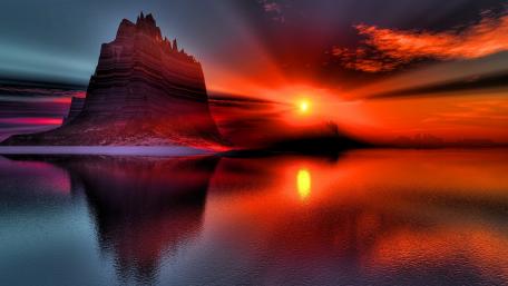 Digital sunset wallpaper