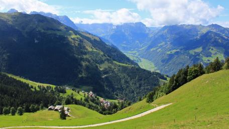 Breathtaking Swiss Alps Valley Viewpoint wallpaper