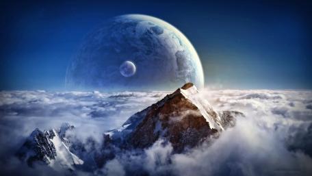 Majestic Peaks in a Celestial Realm wallpaper