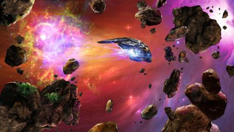 Asteroid Chase in Vivid Cosmos wallpaper