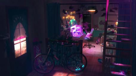 Neon Glow of a Lofi Anime Haven wallpaper