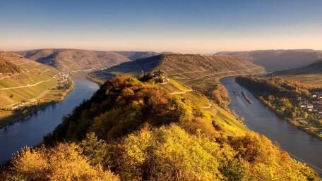 Autumn Serenity Over the River Valley wallpaper