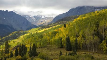 Breathtaking Mountain Landscape in Autumn Shades wallpaper