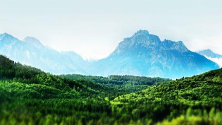 Serene Green Landscape with Majestic Mountains wallpaper
