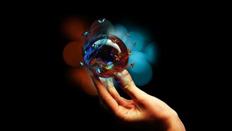 Enchanted Butterflies in a Mystical Sphere wallpaper