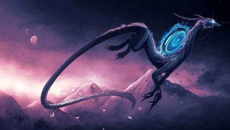 Mystical Space Dragon in a Twilight Sky wallpaper