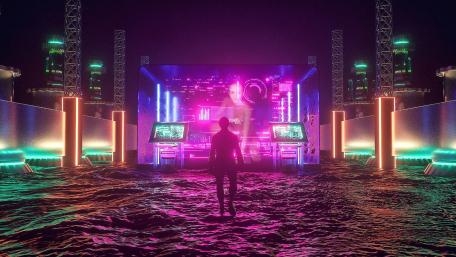 Neon Command Center at Dusk wallpaper