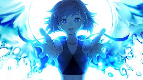 Ethereal Blue Angel Anime Encounter wallpaper
