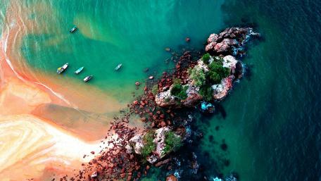 Aerial Paradise by the Shore wallpaper